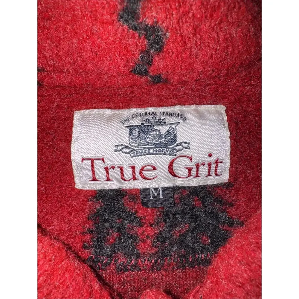 Vintage True Grit Fleece Jacket Medium Cropped Red Outdoors 21x21 USA Northstyle